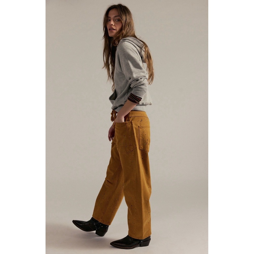 We‎ The Free Moxie Pull-On Barrel Boyfriend Jeans Tangerine Peel Size 29 NWOT - Picture 4 of 5